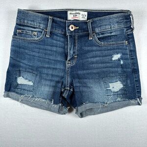 Girl's Abercrombie Mid Rise Midi Jean Shorts Size 13-14 EUC